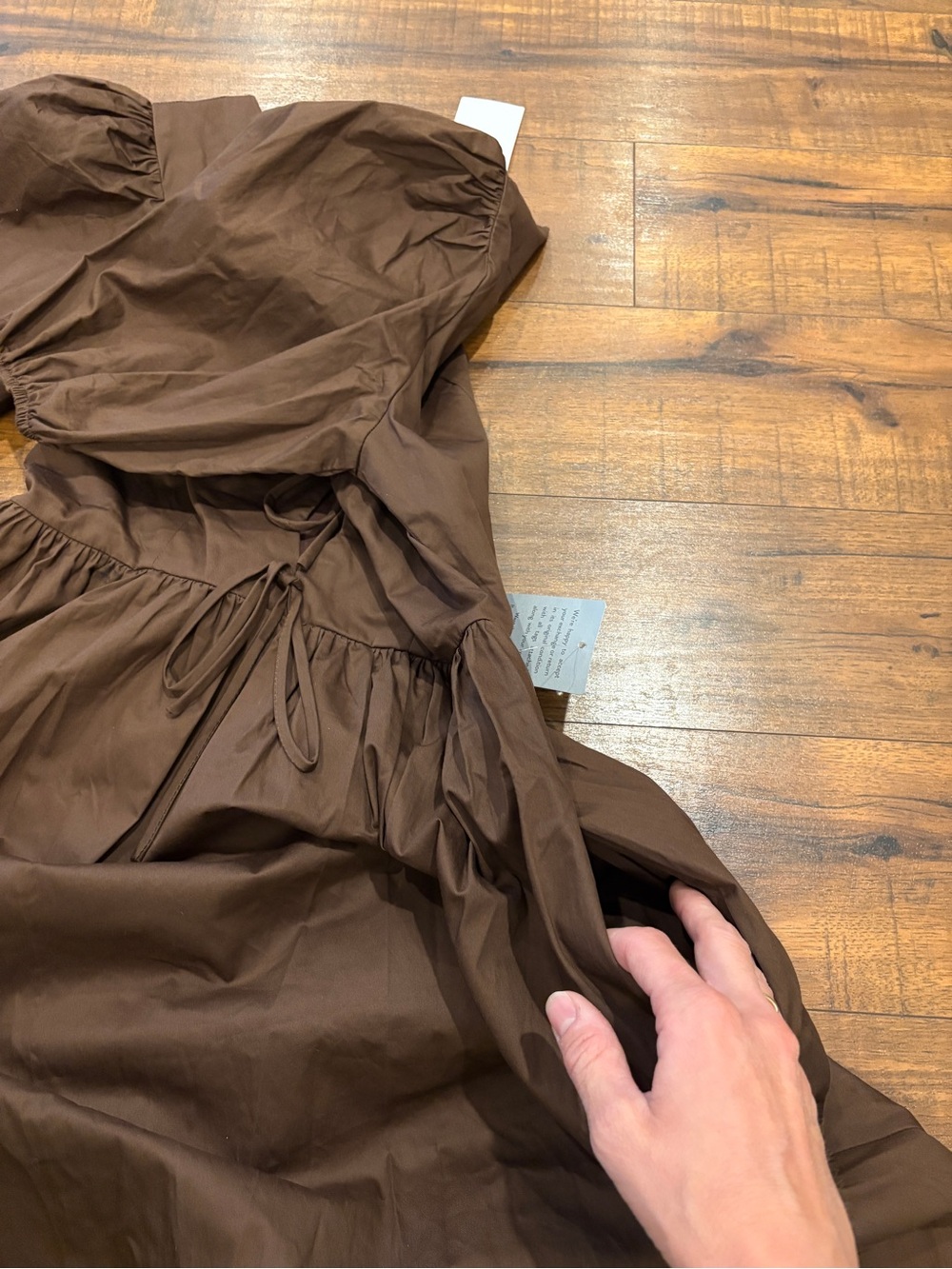 Petal & Pup Karla Maxi Dress Bitter Chocolate Brown Puff Sleeve Cotton Size 4 - Picture 8 of 9